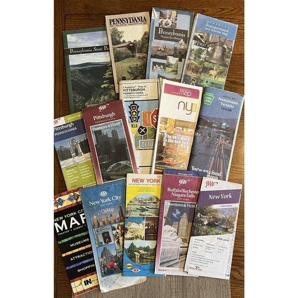 Other - Lot Of 14 Vintage Pennsylvania Pittsburgh New York City Road Maps Travel NYC